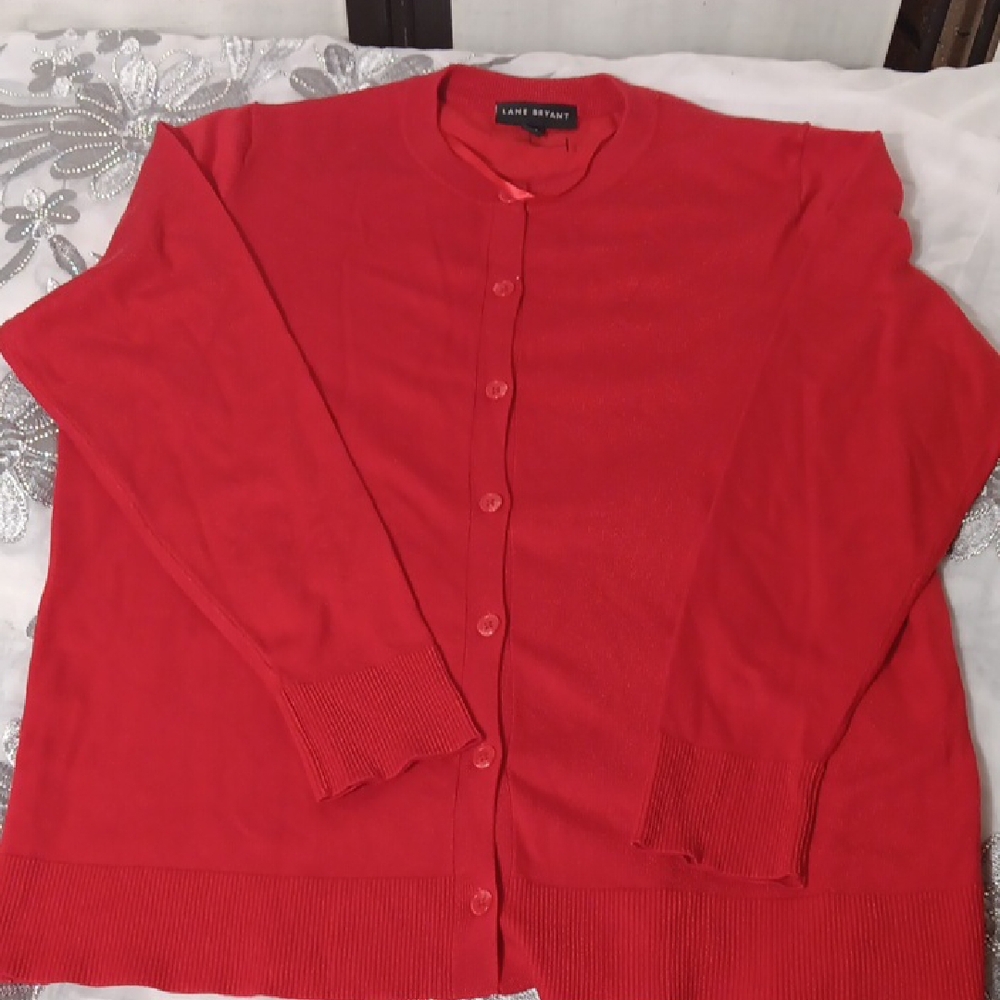Lane Bryant Red Knit Cardigan Sweater